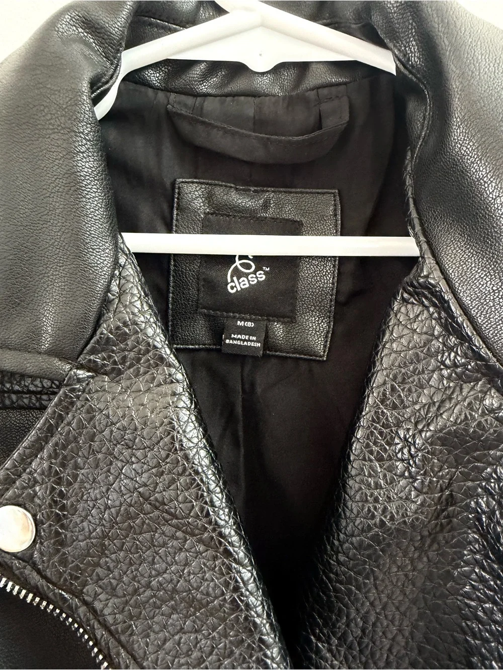 art class Black Faux Leather Moto Jacket with Silver Hardware